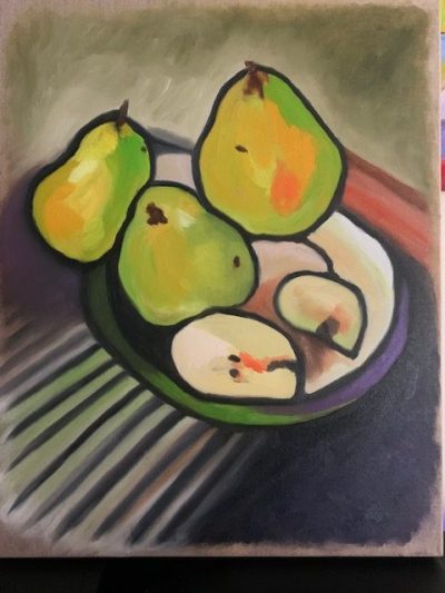 Gabrielle Cooney painting pears