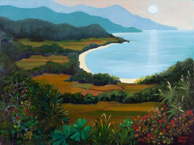 Blue Moon Over Coastal Patchwork - Tania Heben